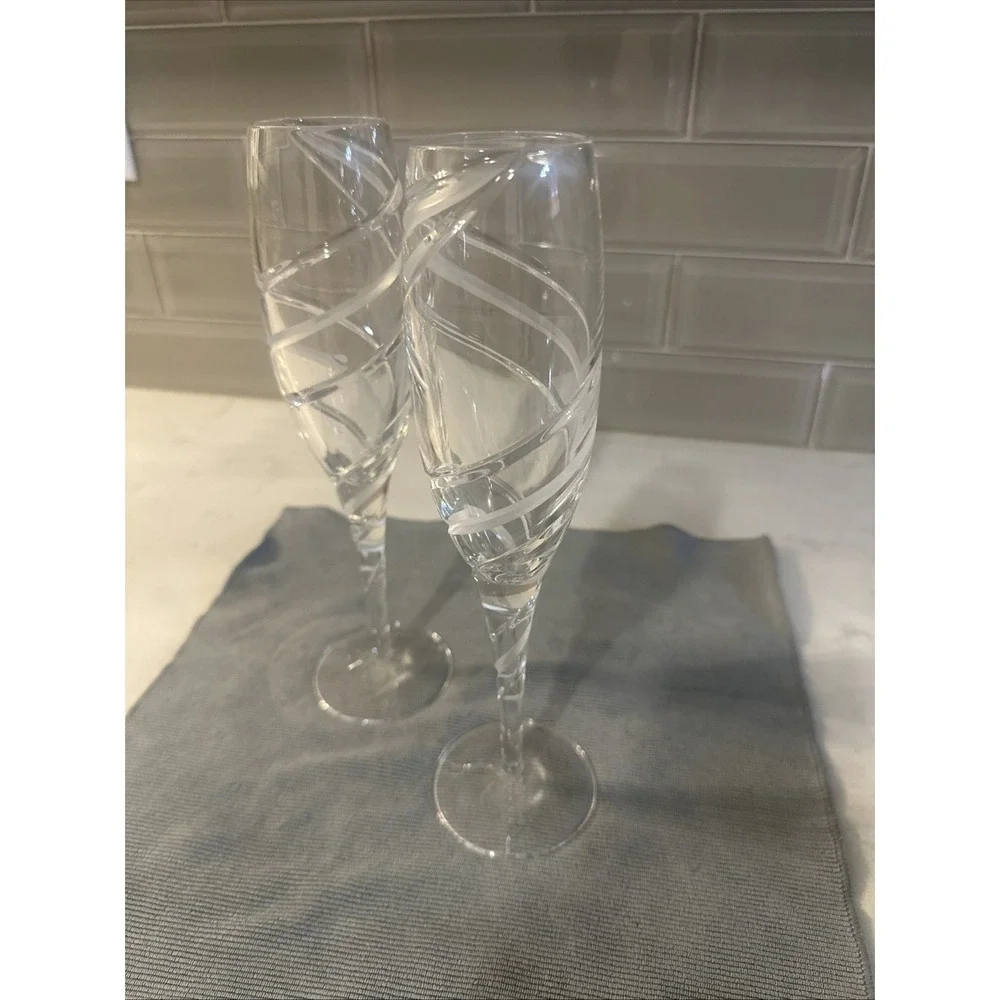 ROGASKA ODYSSEY CHAMPAGNE FLUTES, Cut‎ Lead Crystal, 10